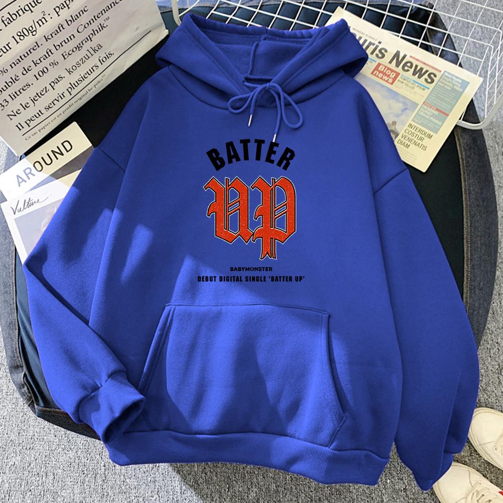 Babymonster Batter Up Hoodie 2024 Kawaii Women/men Harajuku Aesthetic Vintage Hoodies Funny Unisex Fleece Pullover Sweatshirt