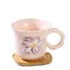 Color Glaze Embossed Small Flowers Ceramic Cup Ins Style Cute Pastoral Feng Shui Cup Breakfast Mug Souvenir Small Gift