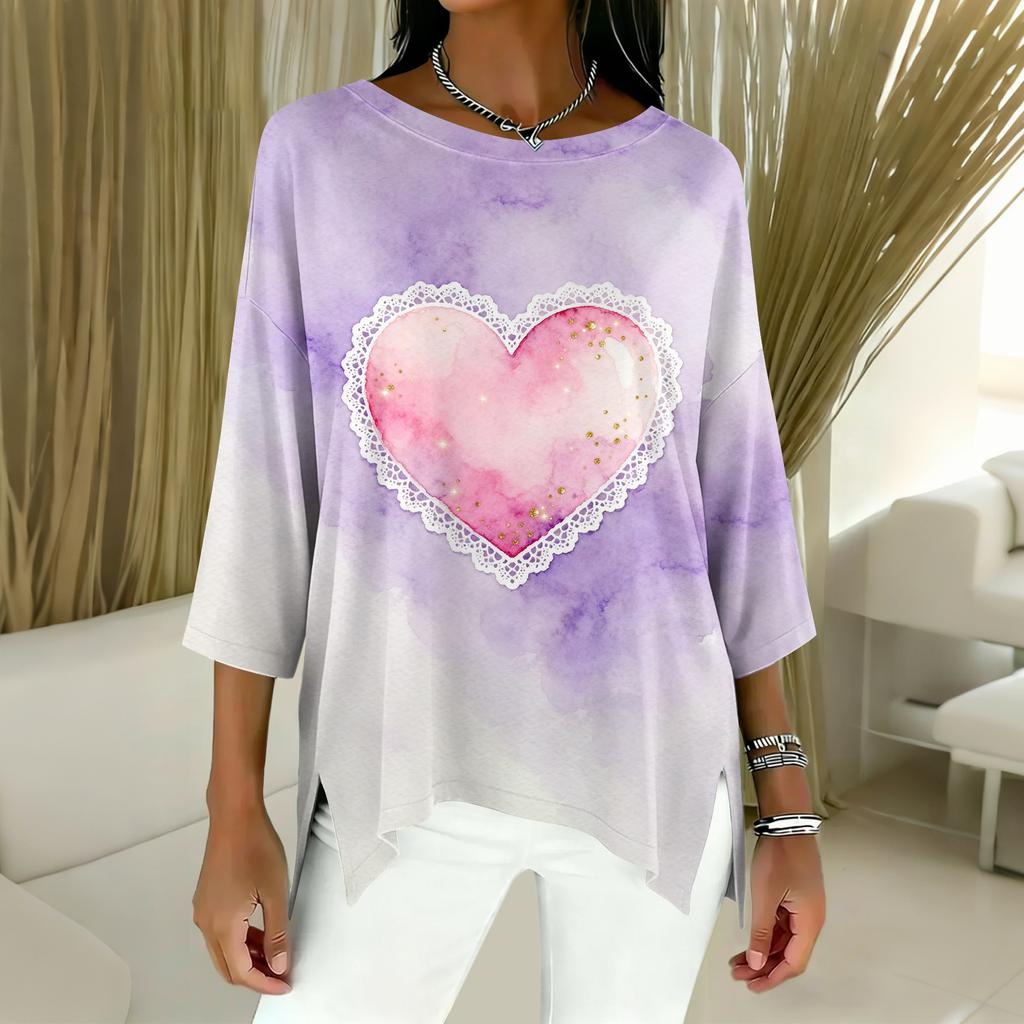 Damen 3/4-Ärmel Shirts Grafik-T-Shirts Shirts Lässige Basic-Tops Pullover