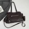 Leather Tote Bag Women's Fashion Shoulder Bag with Front Zip Pocket and Adjustable Crossbody Strap