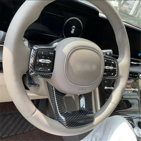Carbon Fiber Car Steering Wheel Decor Cover Trim For Kia Carnival 2021 2022 2023