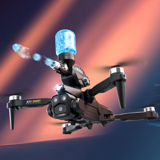 2.4GHz Remote Control Drone with 8K Three Cameras Brushless Motor Aerial Photography Water Bombs Launching Drone Kids Adult RC Quadcopter Toy