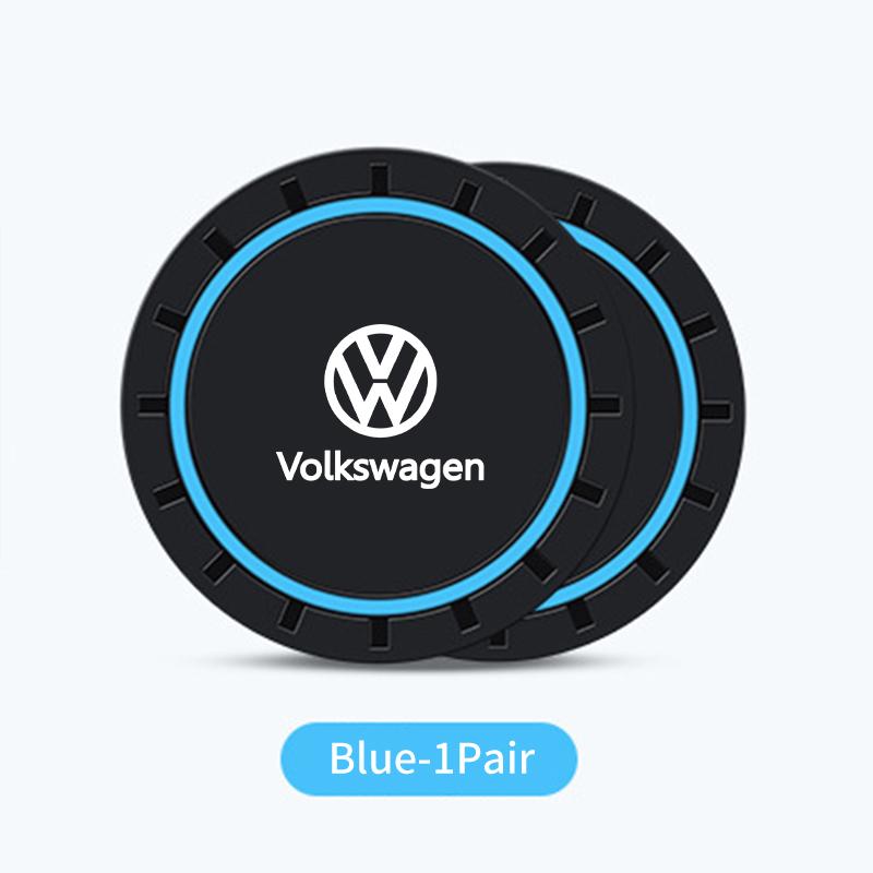 

2026 Hot For Volkswagen VW 2PCS Car Coasters Water Cup Slots Non-Slip Mat Waterproof Cup Pad For Volkswagen VW Scirocco Jetta Be