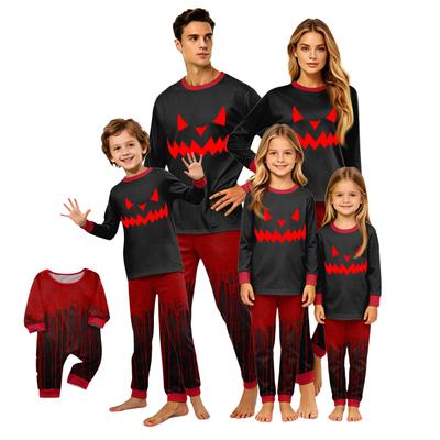 Halloween Family Matching Pajama Set Long Sleeve Top and Pants Comfortable Homewear Casual Sleepwear for Adults and Kids
