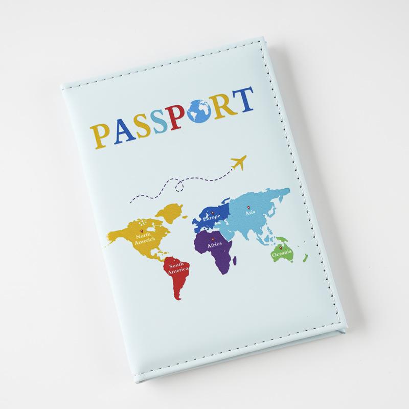 

Color Letter Map Printed Passport Holder Passport Cover Ticket Clip Passport Wallet Travel Wallet ID Card Holder Unisex