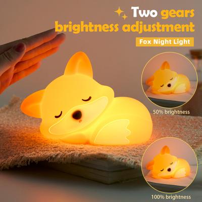 Silikon-Fuchs-Nachtlicht mit Timer, knautschig, wiederaufladbar, mit Touch-Sensor, ideal als Geschenk oder zur Dekoration des Kinderzimmers.