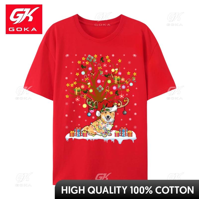 

Corgi Dog Lover Xmas Santa Hat Lighting Corgi Christmas TShirt Cotton Tee Top Retro Vintage Tshirt Unisex Crewneck Camisas S
