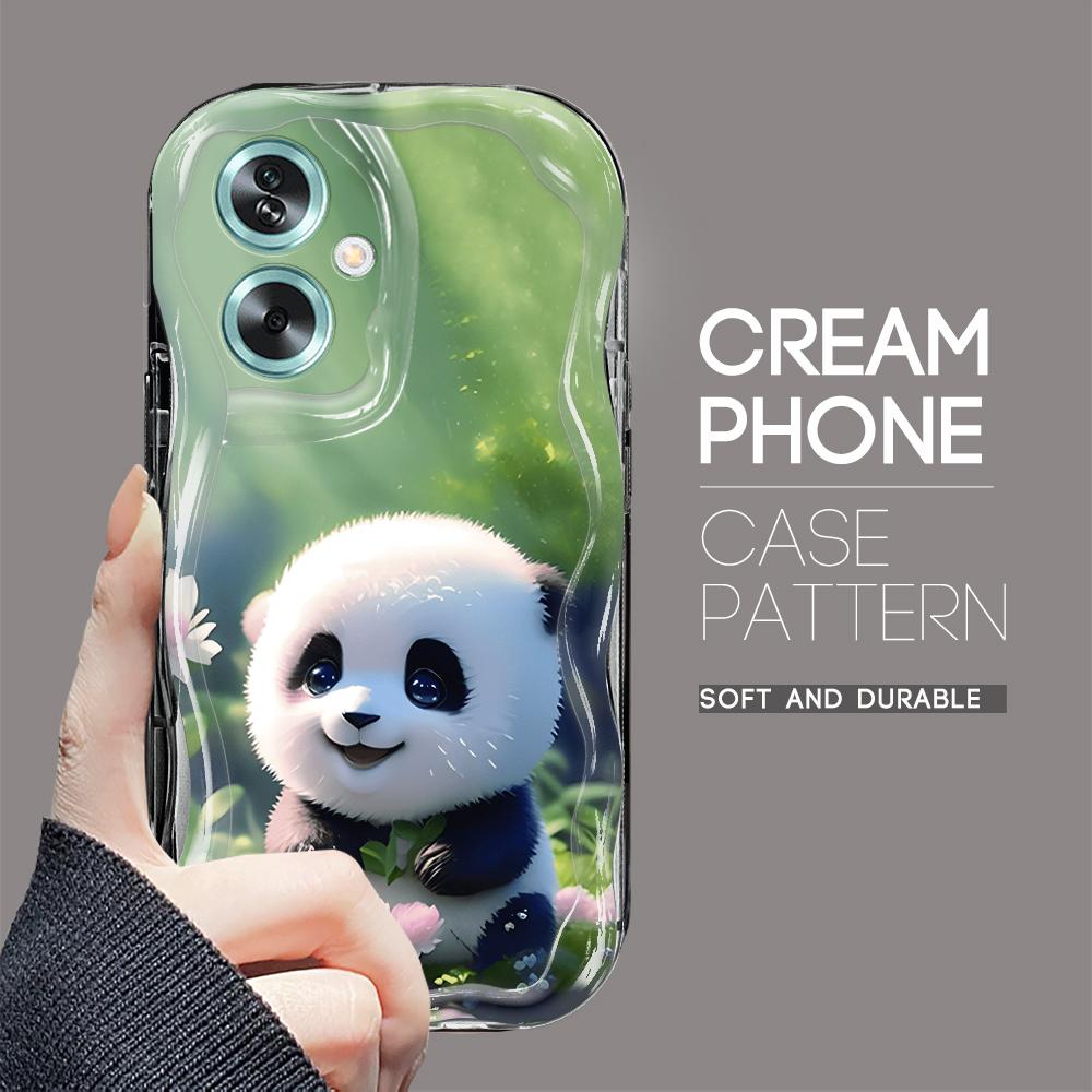 

Милый мультяшный узор, кремовая текстура, мягкий силиконовый чехол с волнистыми краями, чехол для телефона для OPPO Reno Realme Realme 10 чёрный