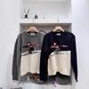 Winter Round Neck Knit Sweater with Snowman Pattern