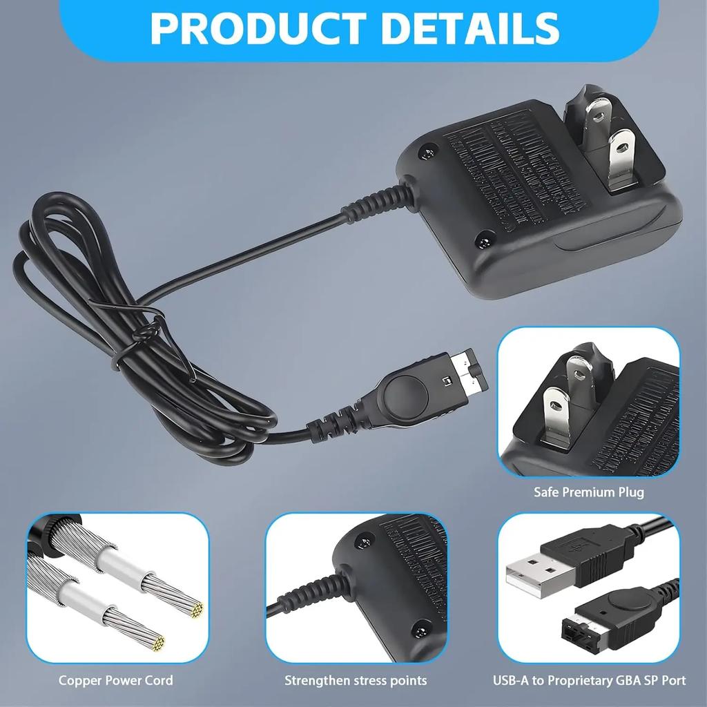 AC 100-240V Vintage Game Console Replacement Charger for Game Boy Advance SP & NDS Power Adapter Portable Travel Wall Charger