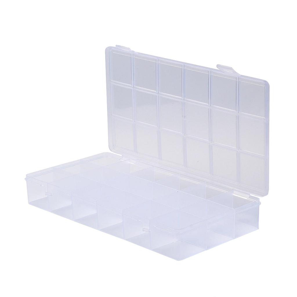 18-Compartment Clear Plastic Jewelry Organizer Box for Convenient Storage of Hand Ornaments and Ear Studs