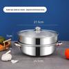 Stainless Steel Double-Layer 28cm Steamer Pot with Handles - Large Capacity for Soups & Hot Pots