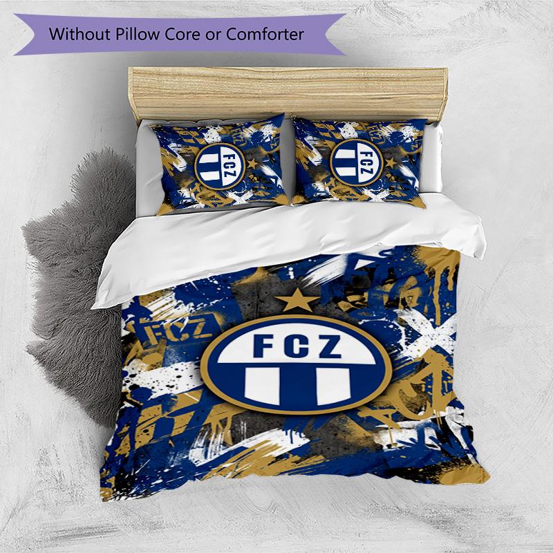 Set Lenzuola Stampato FC Zürich 3 Pezzi Copripiumino Traspirante con Federe Biancheria da Letto Decorativa per Camera da Letto Casa