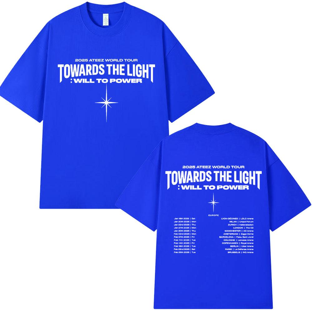 Ateez 2025 World Tour Towards The Light: Will To Power T Shirt Men Women Korean Kpop Fashion High Quality Casual Cotton T-shirts