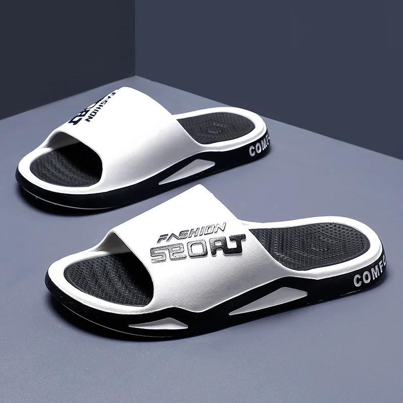 Fashion Summer Men Slippers Fashion Trendy Flip Flops Bathroom Slippers Outdoor Non-Slip Sporty Style Open Toe Beach Slippers