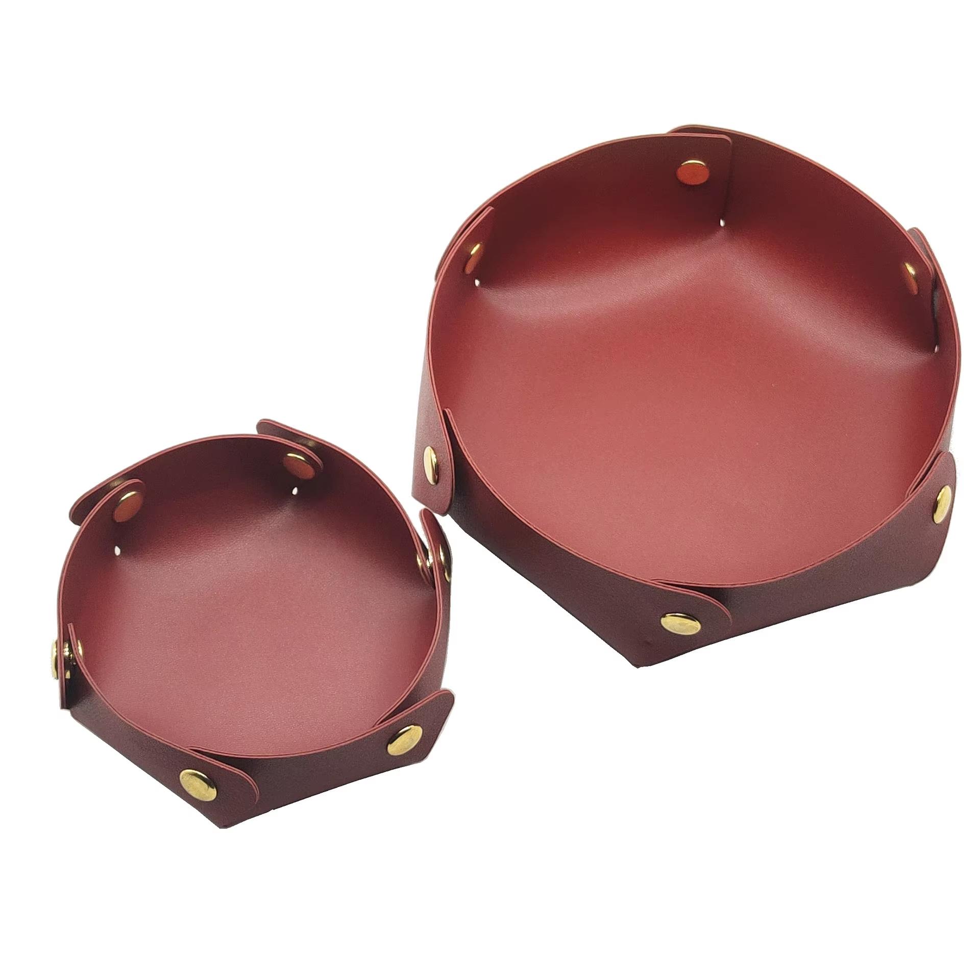 

1PC Desktop Storage Tray PVC Leather Key Plate Home Decoration Porch Debris Ewelry Sundries Storage Box Home Storage Organizer