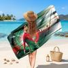 Cristiano Ronaldo Custom Beach Towel, Personalized Name Text Print, Football Logo Soft Quick‑Dry Towel Holiday Gift