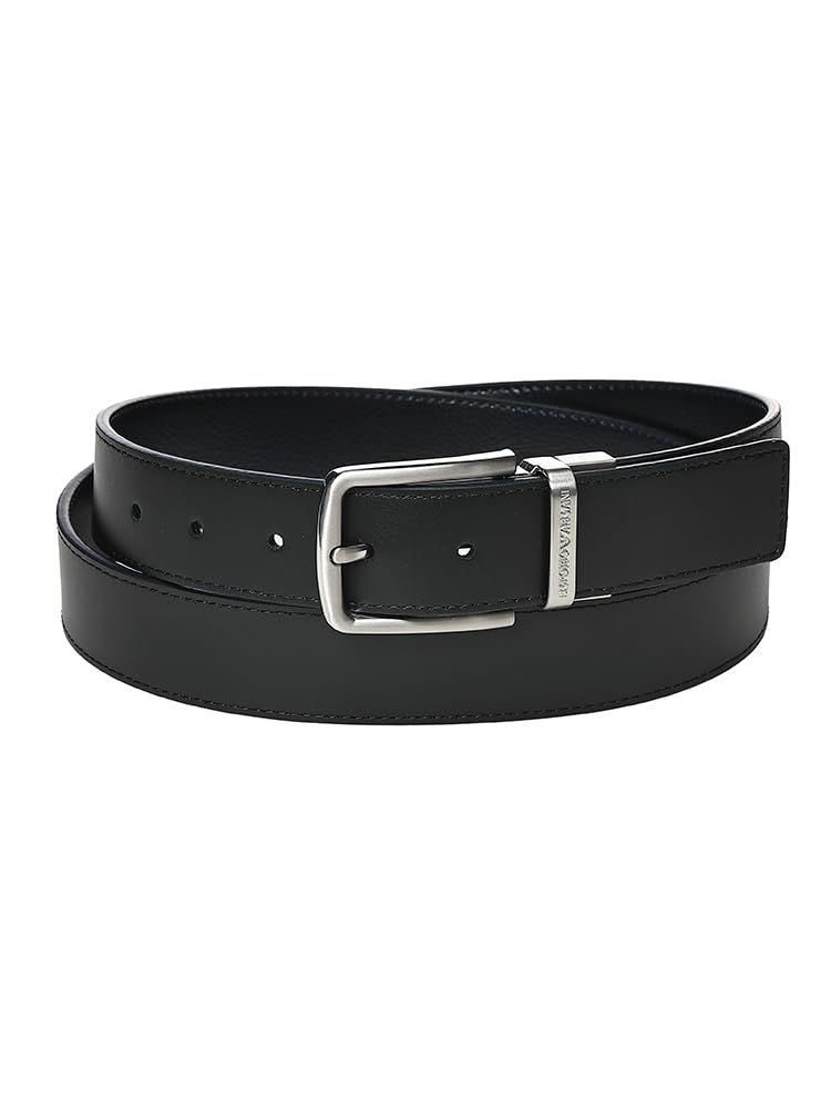 EMPORIO ARMANI Men's Belt, Grain Leather, Logo, Pin Buckle Belt, EAEM7172AF29130, Navy115cm [Used]