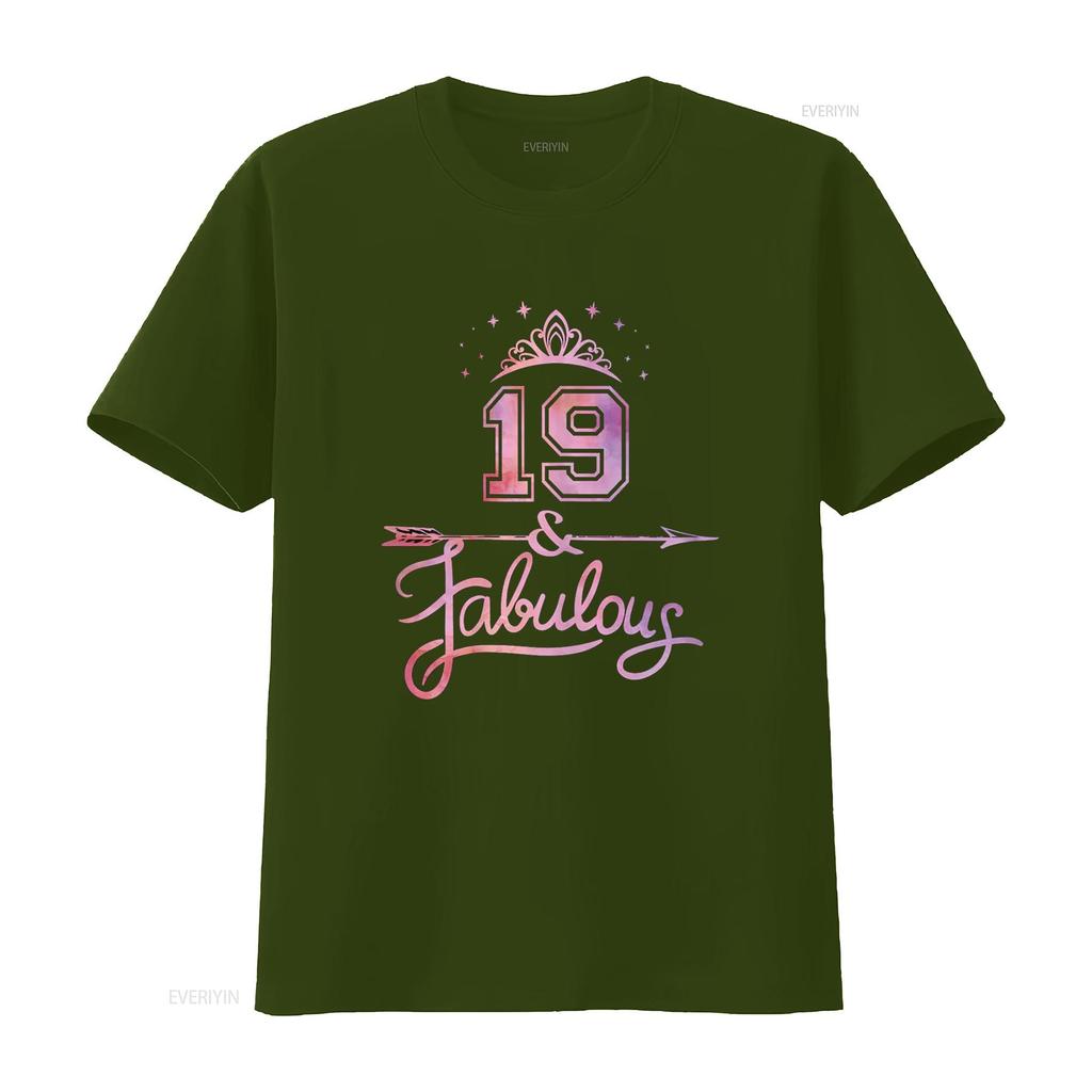 Women 19 Years Old And Fabulous Happy 19th Birthday T Shirt Vintage Washed Fashion Comfortable Slightly Stretched Stylish