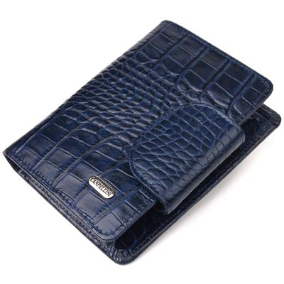 Practical Vertical Women's Wallet Made of Genuine Leather with Crocodile Effect CANPELLINI Wallet 21677 Blue