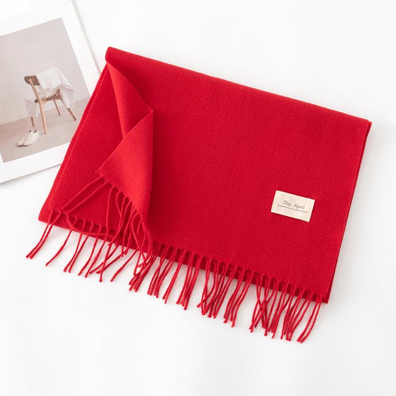 Cashmere feel solid color scarf women's imitation cashmere autumn and winter atmosphere versatile medium and long shawl scarf