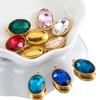 5pcs Colorful Crystal Charms Stainless Steel Geometry Oval Star Flower Charm Earrings Pendants for DIY Necklace Jewelry Findings