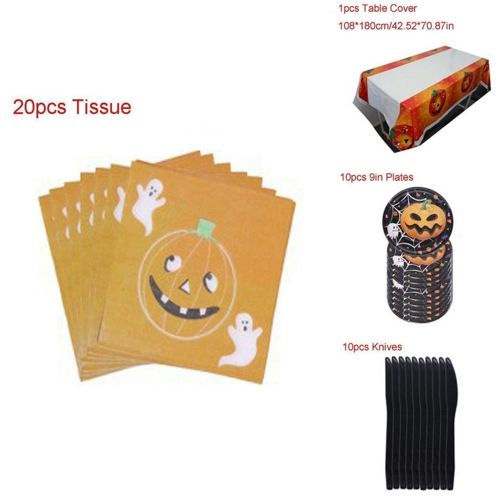 Halloween Party Decoration Supplies Including Pumpkin Tablecover And Straws**