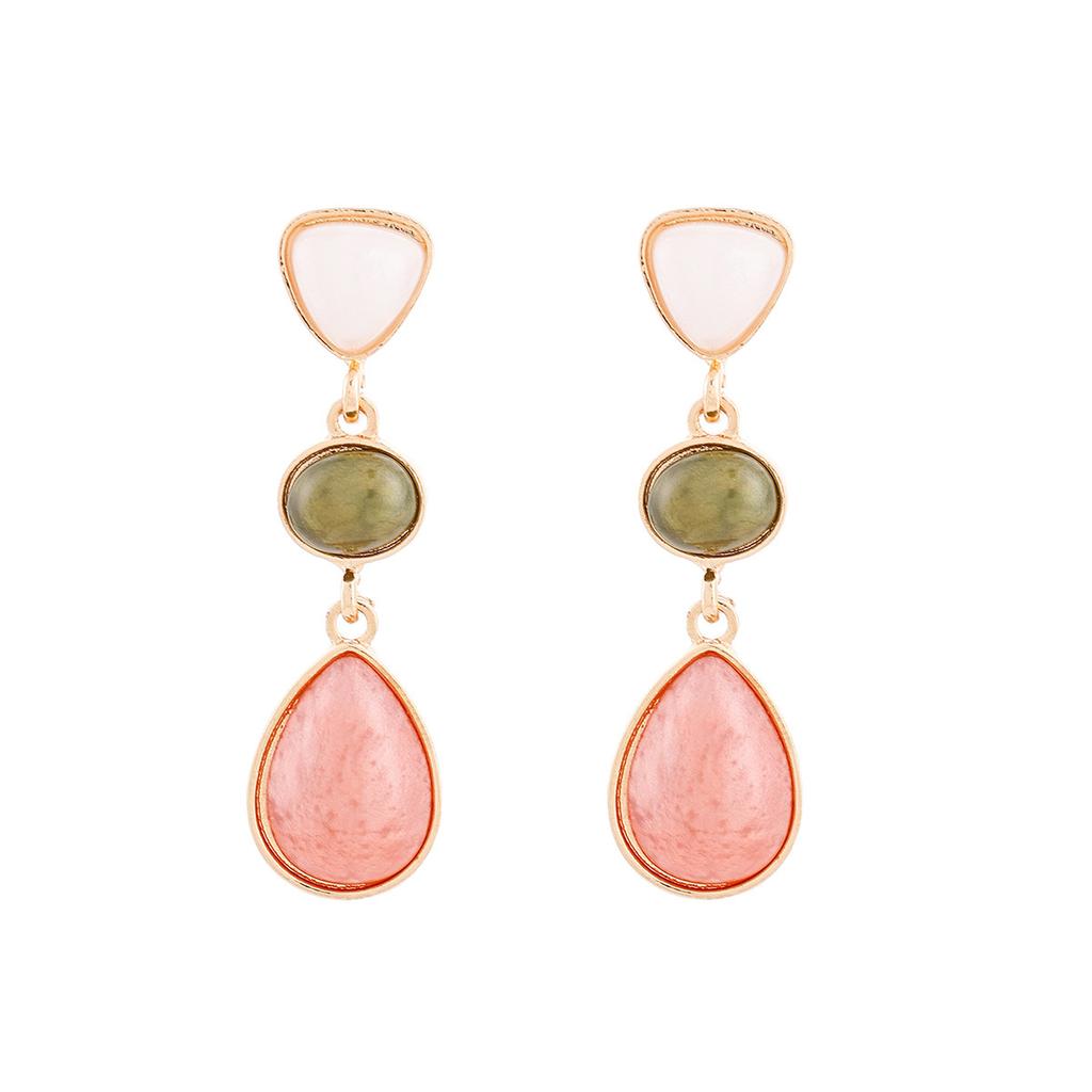 European and American Jewelry, Pink Sweet Earrings, Flower Water Droplets, Fashion Temperament, Small, Fresh and High-end Stud Earrings, Women