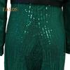 Women's Sequins Jumpsuits Long Sleeve V-Neck Shirt Sparkly Belted Wide Leg Romper Evening Party Overall Pants