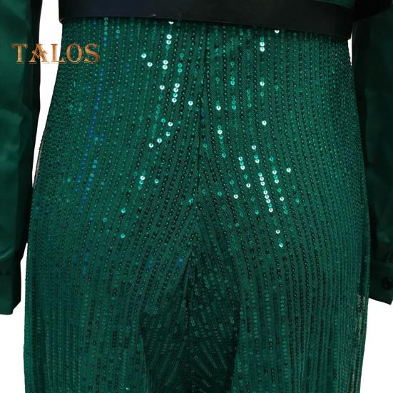 Women's Sequins Jumpsuits Long Sleeve V-Neck Shirt Sparkly Belted Wide Leg Romper Evening Party Overall Pants