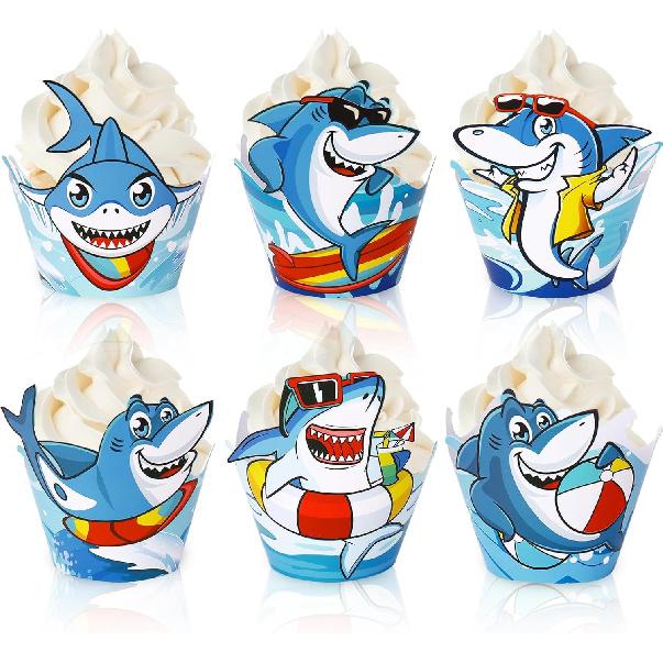 Whaline 36Pcs Sea Animals Cupcake Wrappers Colorful Ocean Animals Cupcake Liners Under the Sea Cupcake Holders for Summer Ocean Birthday Party