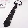Black Hand-beaded Long Necktie Tassels Decoration Shirt Tie Clothing Decoration Pearls Tie  Women