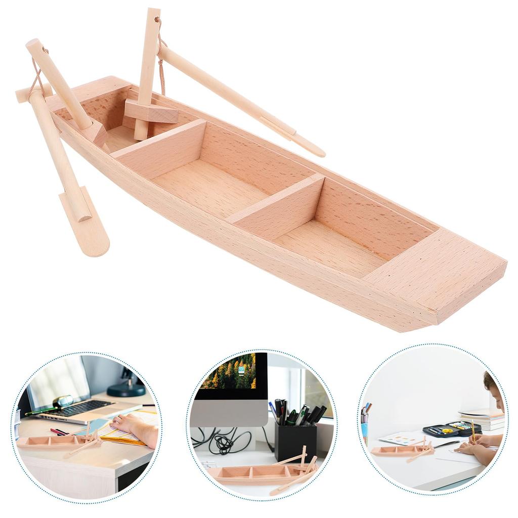 ARTIBETTER Wooden Fishing Boat Model Miniature Boat 12 Inch Small Wooden Ship Handcrafted Craftsmanship Home Office Desk Decor