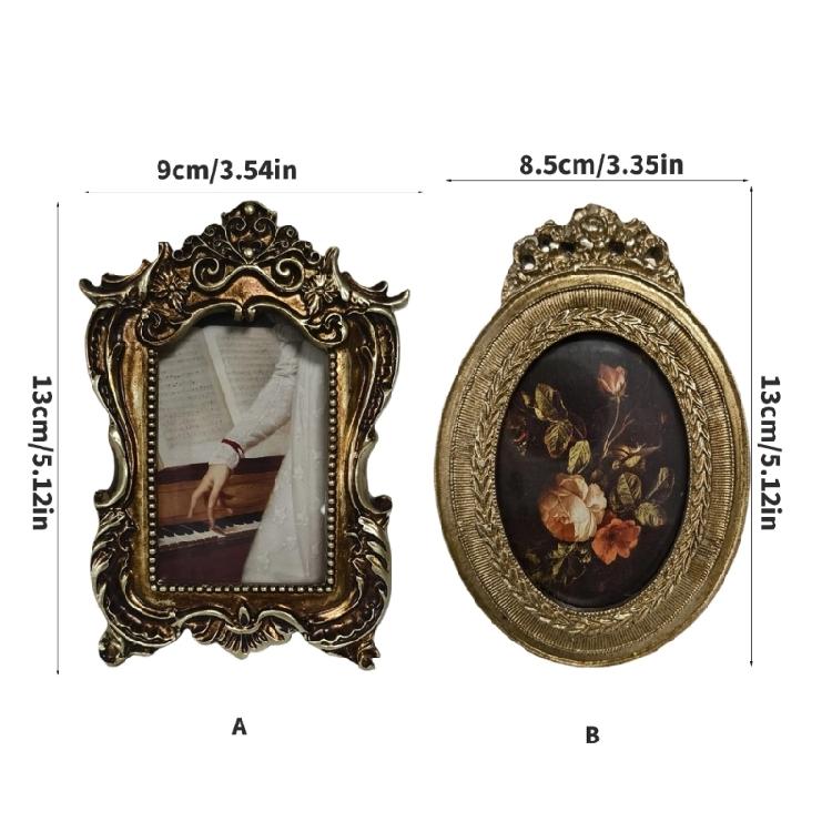 Antique Ornate Photo Frame with Florals Relief Retro Picture Frame Wall and Tabletop Display for Home Decors Art Gallery