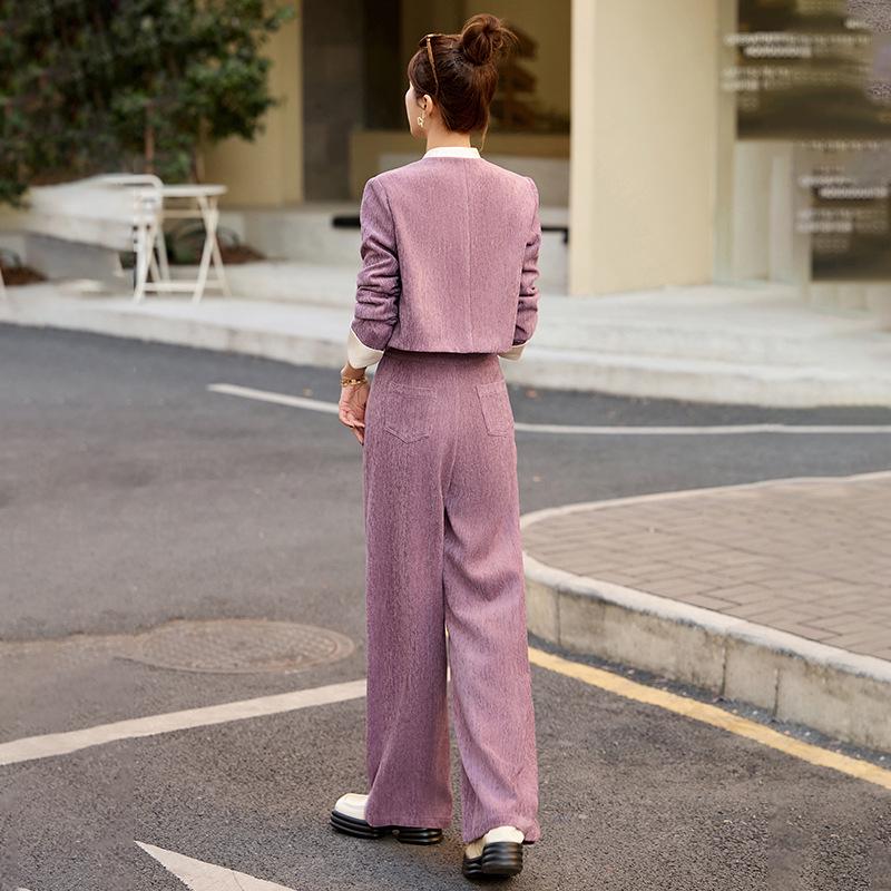 2025 Spring Women's Jacket & Wide-Leg Pants Two-Piece Set - Little Fragrance Style