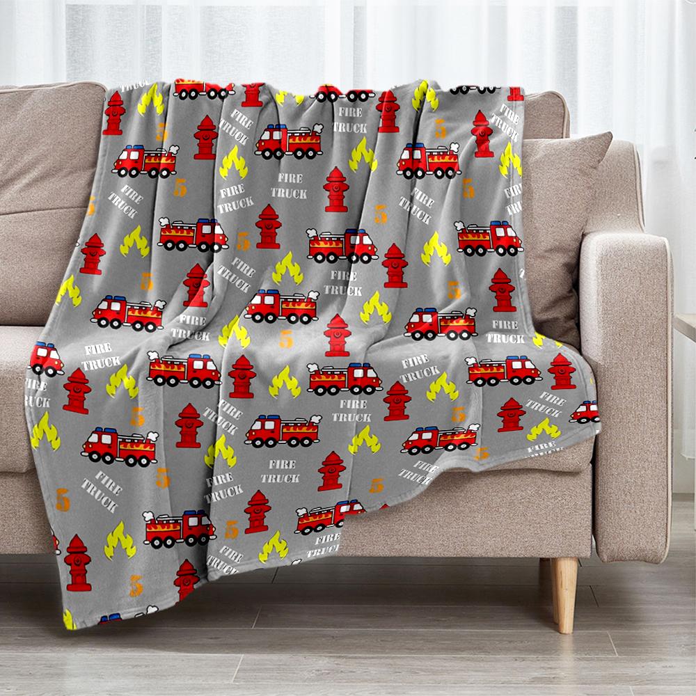 Feuerwehr-Thema Bedruckte Decke - Perfekt für Sofa, Bett, Reisen & Outdoor-Nutzung | Maschinenwaschbar, Gemütlich & Langlebig.