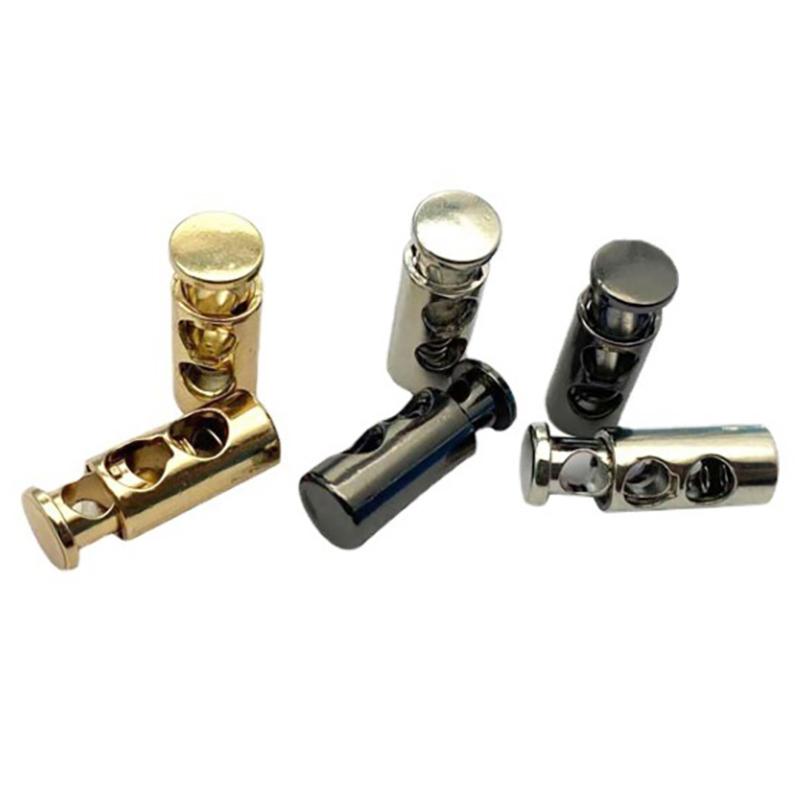 10 stk Metall Svart Snorlås Fjærspenne Stopper To Hull Snørlås