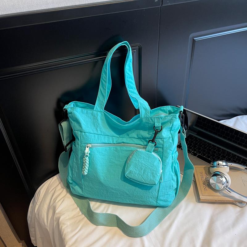 

Тканевая сумка большой вместимости женская летняя новая универсальная на плечо, сумка-мессенджер, повседневная сумка-тоут для студенток колледжа светло-синий