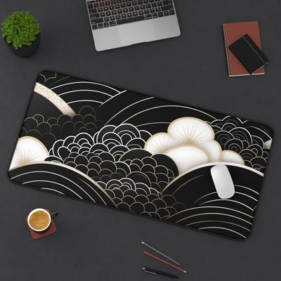 Black Textured Pattern Deskmat Office Decoration Workspace Accessory Home Office Unique Gift for Her Modern Desk Mat XXL