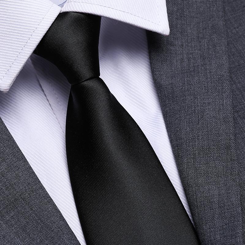 Black No Zipper Men'S Professional Dress Tie Business Casual Wedding Groom Korean Edition One Pull Tie