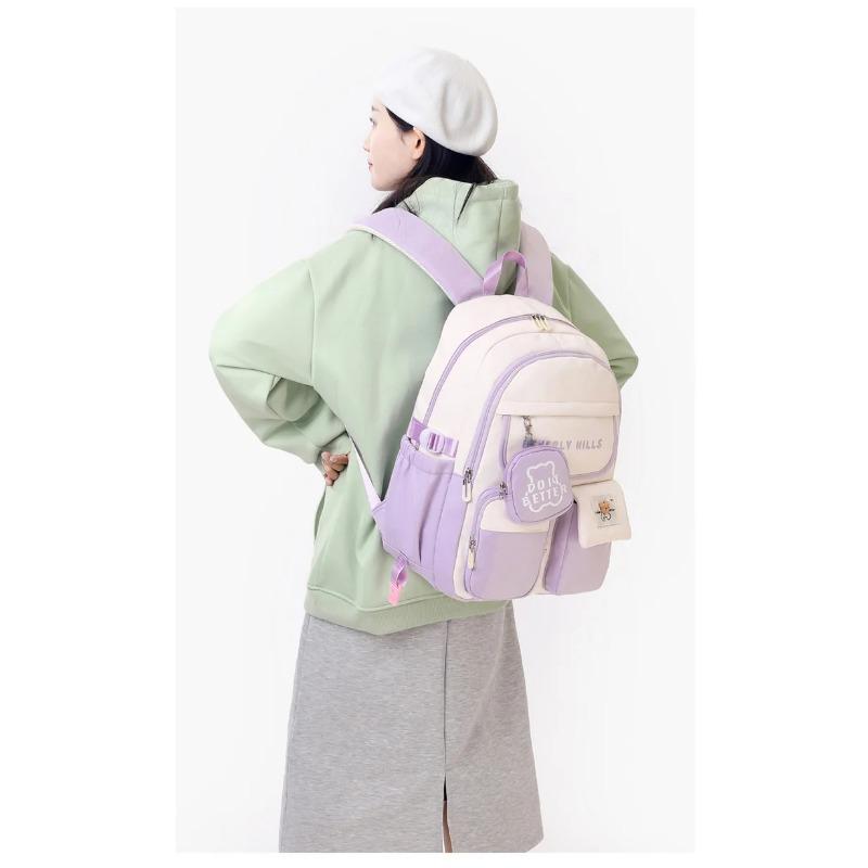 Animal Series Girls School Bags with Purse for Teenage Girls College Backpack Schoolbag Bear Printing Kids School Backpacks