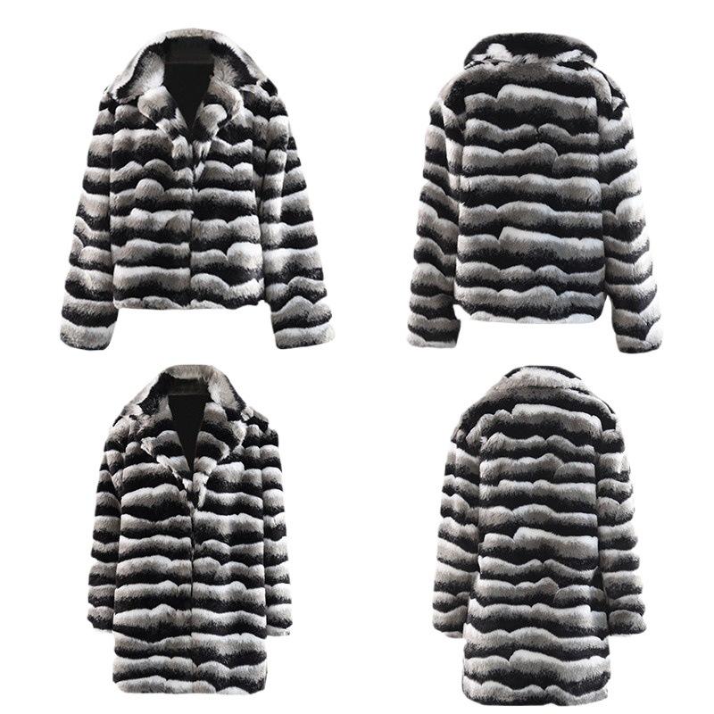 Winter New High-end Fashionable Lady Fur Imitation Rex Rabbit Fur Chinchilla Lapel Fur Coat Medium and Long Women's Clothing