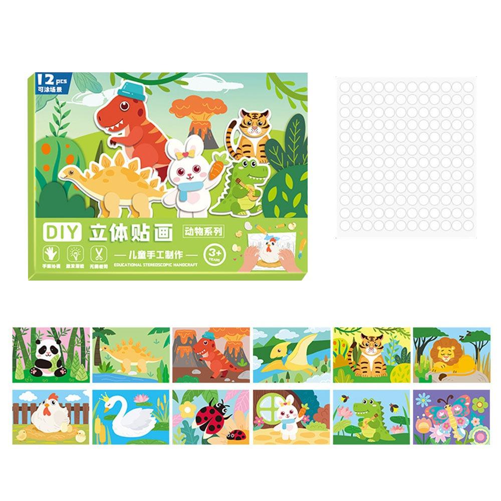 Multicolor DIY 3D Paper Sticker Enlightenment Craft Sticker Decals  For Kids