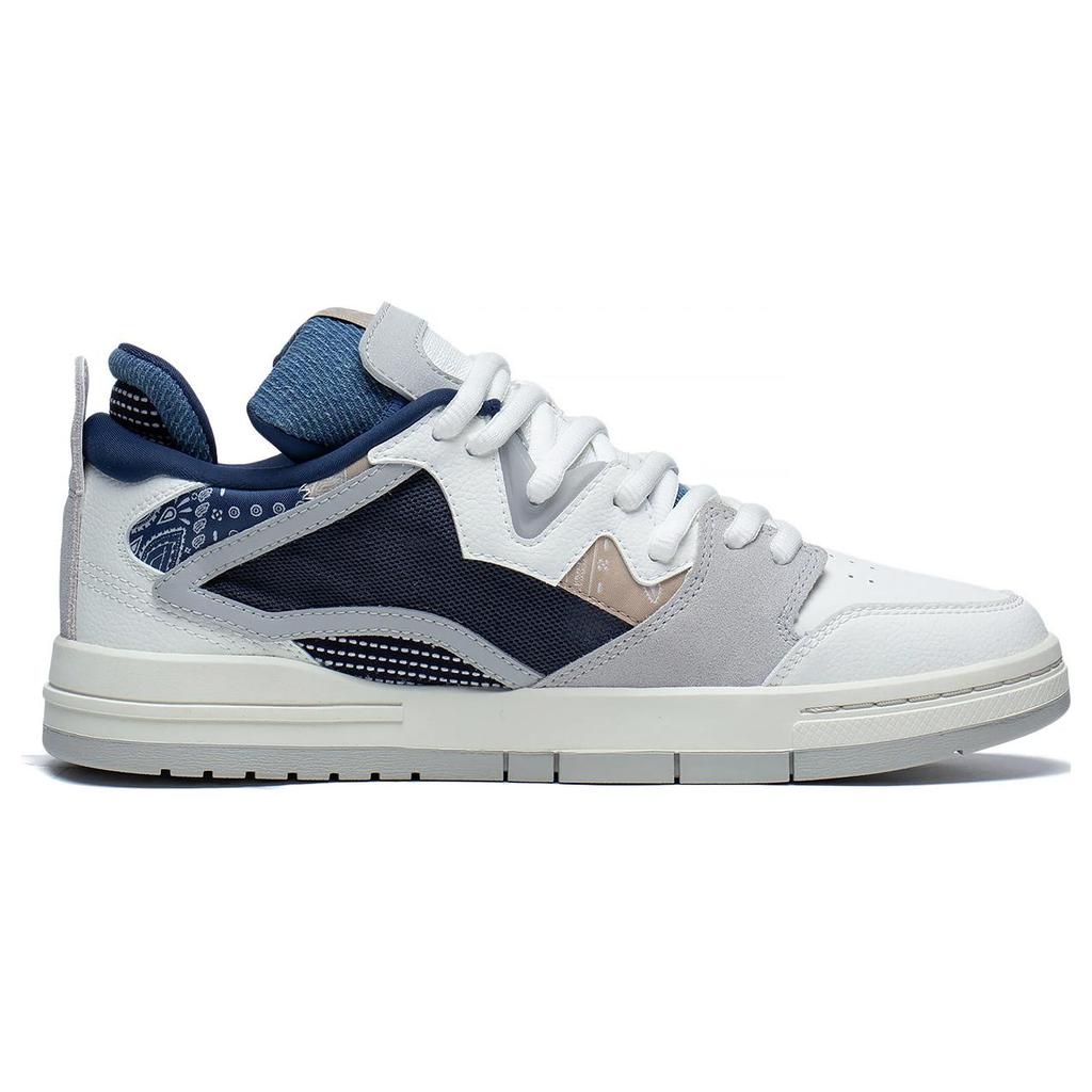 New LiNing Wei Wu PRO Anti Slip Wear Resistant Low Top Skateboard Shoes Men's White Gray Blue Story Version AECT009-3