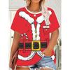 Summer Large Loose Christmas Santa Claus 3D Printed Women's T-shirt Fashionable Casual Comfortable Breathable Short Sleeved Round Neck T-shirt