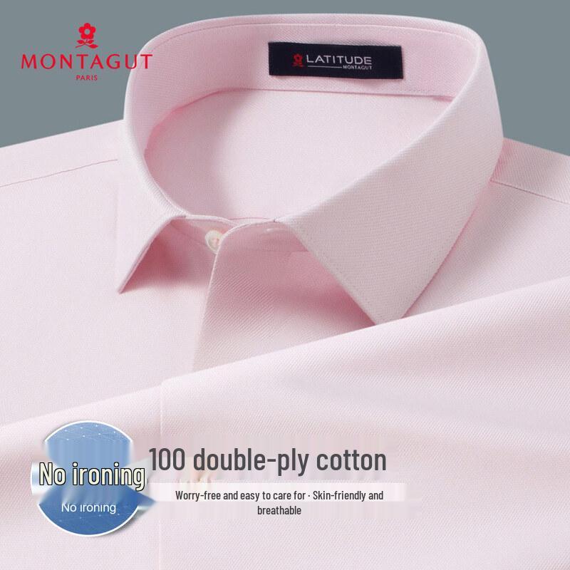 MONTAGUT Men s Wrinkle-Resistant Cotton Long-Sleeve Shirt 44