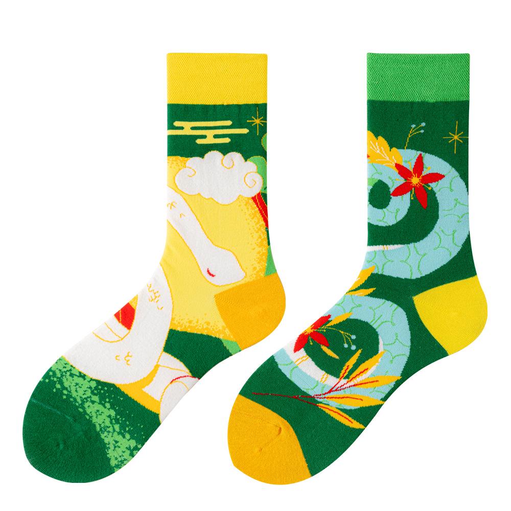 Asymmetric Colorful Christmas Cotton Socks for Couples