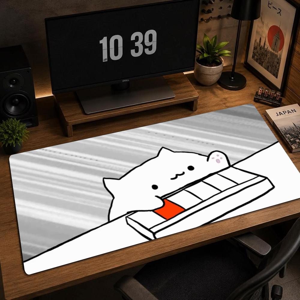 Large XXL Cute Bongo Cat Gaming Mouse Pad Cartoon Deskmat Non‑Slip Rubber Keyboard Mat Pc Game Desk Mats Gamer Computer Mousepad