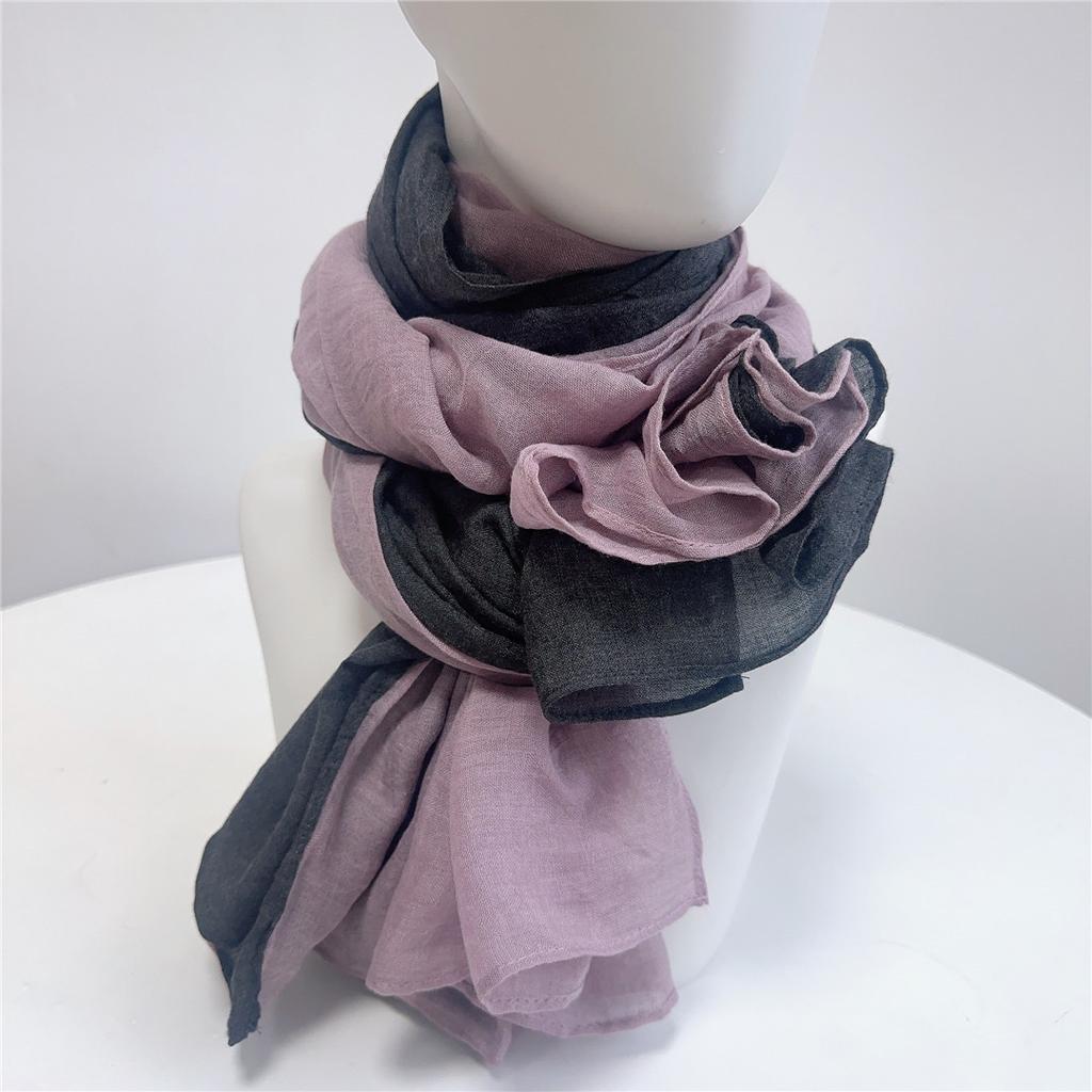 Two-Color Spliced Cotton And Linen Scarf, Very Soft To The Touch, With A Sense Of Drooping, Support