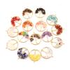 30mm Seven-Color Tree of Life Agate Crystal Pendant with Wire-Wrapped Gravel